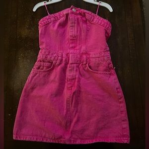 pink denim dress